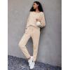 Ekouaer Pajamas Women’s Waffle Knit Sleepwear Long Sleeve Top with Pants Casual Pjs Loungewear Set S-XXL(Beige)