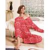 Ekouaer Pajamas Women’s Waffle Knit Sleepwear Long Sleeve Top with Pants Casual Pjs Loungewear Set S-XXL(Christmas)