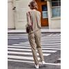 Ekouaer Pajamas Women’s Waffle Knit Sleepwear Long Sleeve Top with Pants Casual Pjs Loungewear Set S-XXL(Khaki)