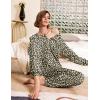 Ekouaer Pajamas Women’s Waffle Knit Sleepwear Long Sleeve Top with Pants Casual Pjs Loungewear Set S-XXL(Leopard)