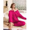 Ekouaer Pajamas Women’s Waffle Knit Sleepwear Long Sleeve Top with Pants Casual Pjs Loungewear Set S-XXL(Rosy)