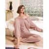 Ekouaer Pajamas Women’s Waffle Knit Sleepwear Long Sleeve Top with Pants Casual Pjs Loungewear Set S-XXL(Taro)