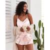 Ekouaer Pajamas for Women Set Silk Satin Pjs Sexy Lingerie Sleepwear Cami Shorts Set Summer Nightwear S-XXL(Leaves)