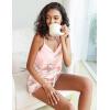Ekouaer Pajamas for Women Set Silk Satin Pjs Sexy Lingerie Sleepwear Cami Shorts Set Summer Nightwear S-XXL(Leaves)