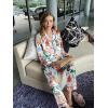 Ekouaer Silk Pajamas for Women Button Down Satin Pj Set Soft Long Sleeve 2 Piece Sleepwear Loungewear S-XXL(Blue Cat Print)