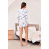 Ekouaer Waffle Knit Pajama Sets for Women Solid Lounge Sets Long Sleeve Top and Shorts Pjs S-XXL(Colorful Butterfly)