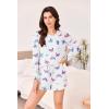 Ekouaer Waffle Knit Pajama Sets for Women Solid Lounge Sets Long Sleeve Top and Shorts Pjs S-XXL(Colorful Butterfly)