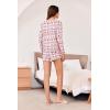 Ekouaer Waffle Knit Pajama Sets for Women Solid Lounge Sets Long Sleeve Top and Shorts Pjs S-XXL(Red Christmas)