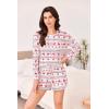 Ekouaer Waffle Knit Pajama Sets for Women Solid Lounge Sets Long Sleeve Top and Shorts Pjs S-XXL(Red Christmas)