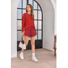 Ekouaer Waffle Knit Pajama Sets for Women Solid Lounge Sets Long Sleeve Top and Shorts Pjs S-XXL(Red and Black Plaid)