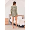 Ekouaer Waffle Knit Pajama Sets for Women Solid Lounge Sets Long Sleeve Top and Shorts Pjs S-XXL(Yellow Leopard)