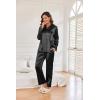Ekouaer Women Satin Silk Pajamas Classic Long Sleeve Button Down Pjs Set Soft Loungewear(Black)