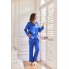 Ekouaer Women Satin Silk Pajamas Classic Long Sleeve Button Down Pjs Set Soft Loungewear(Blue)