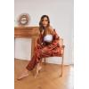 Ekouaer Women Satin Silk Pajamas Classic Long Sleeve Button Down Pjs Set Soft Loungewear(Caramel)