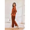 Ekouaer Women Satin Silk Pajamas Classic Long Sleeve Button Down Pjs Set Soft Loungewear(Caramel)