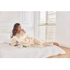 Ekouaer Women Satin Silk Pajamas Classic Long Sleeve Button Down Pjs Set Soft Loungewear(Champagne)