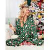 Ekouaer Women Satin Silk Pajamas Classic Long Sleeve Button Down Pjs Set Soft Loungewear(Christmas Green)