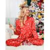 Ekouaer Women Satin Silk Pajamas Classic Long Sleeve Button Down Pjs Set Soft Loungewear(Christmas Tree)