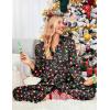 Ekouaer Women Satin Silk Pajamas Classic Long Sleeve Button Down Pjs Set Soft Loungewear(Christmas Tree-black)