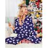Ekouaer Women Satin Silk Pajamas Classic Long Sleeve Button Down Pjs Set Soft Loungewear(Christmas White Bear)