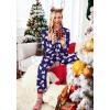 Ekouaer Women Satin Silk Pajamas Classic Long Sleeve Button Down Pjs Set Soft Loungewear(Christmas White Bear)