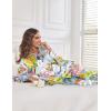 Ekouaer Women Satin Silk Pajamas Classic Long Sleeve Button Down Pjs Set Soft Loungewear(Floral)