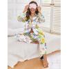 Ekouaer Women Satin Silk Pajamas Classic Long Sleeve Button Down Pjs Set Soft Loungewear(Floral)
