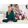 Ekouaer Women Satin Silk Pajamas Classic Long Sleeve Button Down Pjs Set Soft Loungewear(Green)