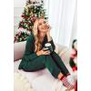 Ekouaer Women Satin Silk Pajamas Classic Long Sleeve Button Down Pjs Set Soft Loungewear(Green)
