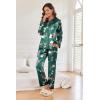 Ekouaer Women Satin Silk Pajamas Classic Long Sleeve Button Down Pjs Set Soft Loungewear(Green-floral)