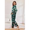 Ekouaer Women Satin Silk Pajamas Classic Long Sleeve Button Down Pjs Set Soft Loungewear(Green-floral)