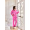 Ekouaer Women Satin Silk Pajamas Classic Long Sleeve Button Down Pjs Set Soft Loungewear(Leopard Hot Pink)