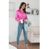 Ekouaer Women Satin Silk Pajamas Classic Long Sleeve Button Down Pjs Set Soft Loungewear(Leopard Hot Pink)