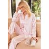 Ekouaer Women Satin Silk Pajamas Classic Long Sleeve Button Down Pjs Set Soft Loungewear(Leopard Pink)