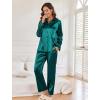 Ekouaer Women Satin Silk Pajamas Classic Long Sleeve Button Down Pjs Set Soft Loungewear(Peacock Green)