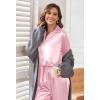 Ekouaer Women Satin Silk Pajamas Classic Long Sleeve Button Down Pjs Set Soft Loungewear(Pink)