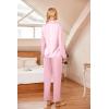 Ekouaer Women Satin Silk Pajamas Classic Long Sleeve Button Down Pjs Set Soft Loungewear(Pink)
