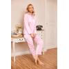 Ekouaer Women Satin Silk Pajamas Classic Long Sleeve Button Down Pjs Set Soft Loungewear(Pink)