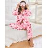 Ekouaer Women Satin Silk Pajamas Classic Long Sleeve Button Down Pjs Set Soft Loungewear(Pink Bow)