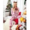 Ekouaer Women Satin Silk Pajamas Classic Long Sleeve Button Down Pjs Set Soft Loungewear(Pink Christmas)