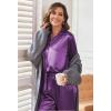 Ekouaer Women Satin Silk Pajamas Classic Long Sleeve Button Down Pjs Set Soft Loungewear(Purple)