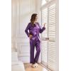 Ekouaer Women Satin Silk Pajamas Classic Long Sleeve Button Down Pjs Set Soft Loungewear(Purple)