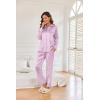 Ekouaer Women Satin Silk Pajamas Classic Long Sleeve Button Down Pjs Set Soft Loungewear(Purple Stripe)