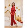 Ekouaer Women Satin Silk Pajamas Classic Long Sleeve Button Down Pjs Set Soft Loungewear(Red)