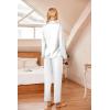 Ekouaer Women Satin Silk Pajamas Classic Long Sleeve Button Down Pjs Set Soft Loungewear(White)