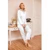 Ekouaer Women Satin Silk Pajamas Classic Long Sleeve Button Down Pjs Set Soft Loungewear(White)