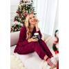 Ekouaer Women Satin Silk Pajamas Classic Long Sleeve Button Down Pjs Set Soft Loungewear(Wine Red)