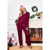 Ekouaer Women Satin Silk Pajamas Classic Long Sleeve Button Down Pjs Set Soft Loungewear(Wine Red)