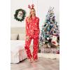 Ekouaer Women Satin Silk Pajamas Classic Long Sleeve Button Down Pjs Set Soft Loungewear(Xmas Red-tree)