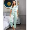 Ekouaer Womens Silk Pajamas Set Print Satin PJs Set Two Piece Pj Sets Sleepwear Loungewear Short Sleeve Lounge Set(Aqua Green)
